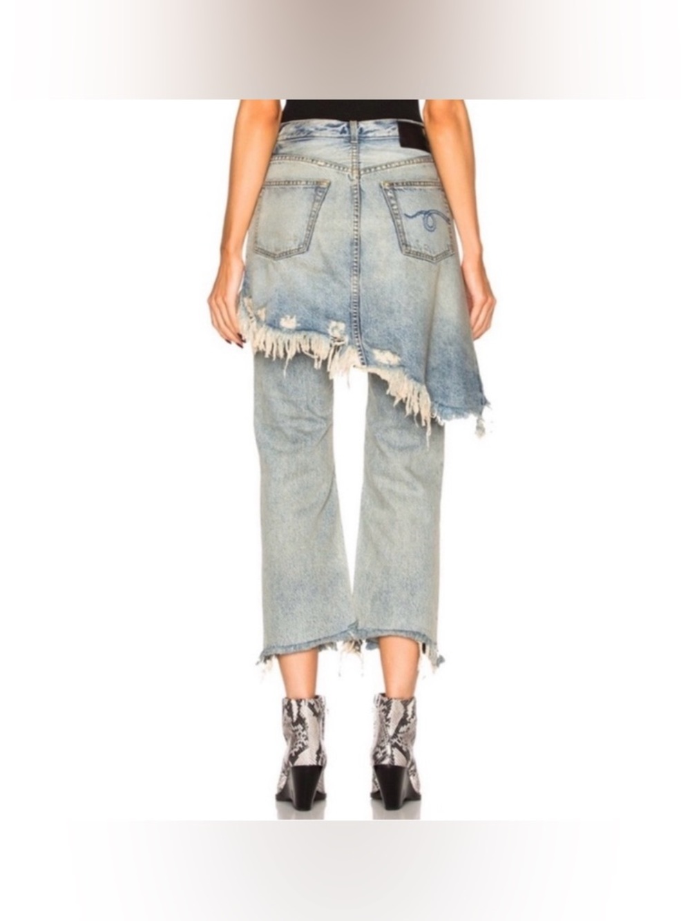 R13 Light Blue Distressed Cropped Ankle Jeans - Picture 5 of 14